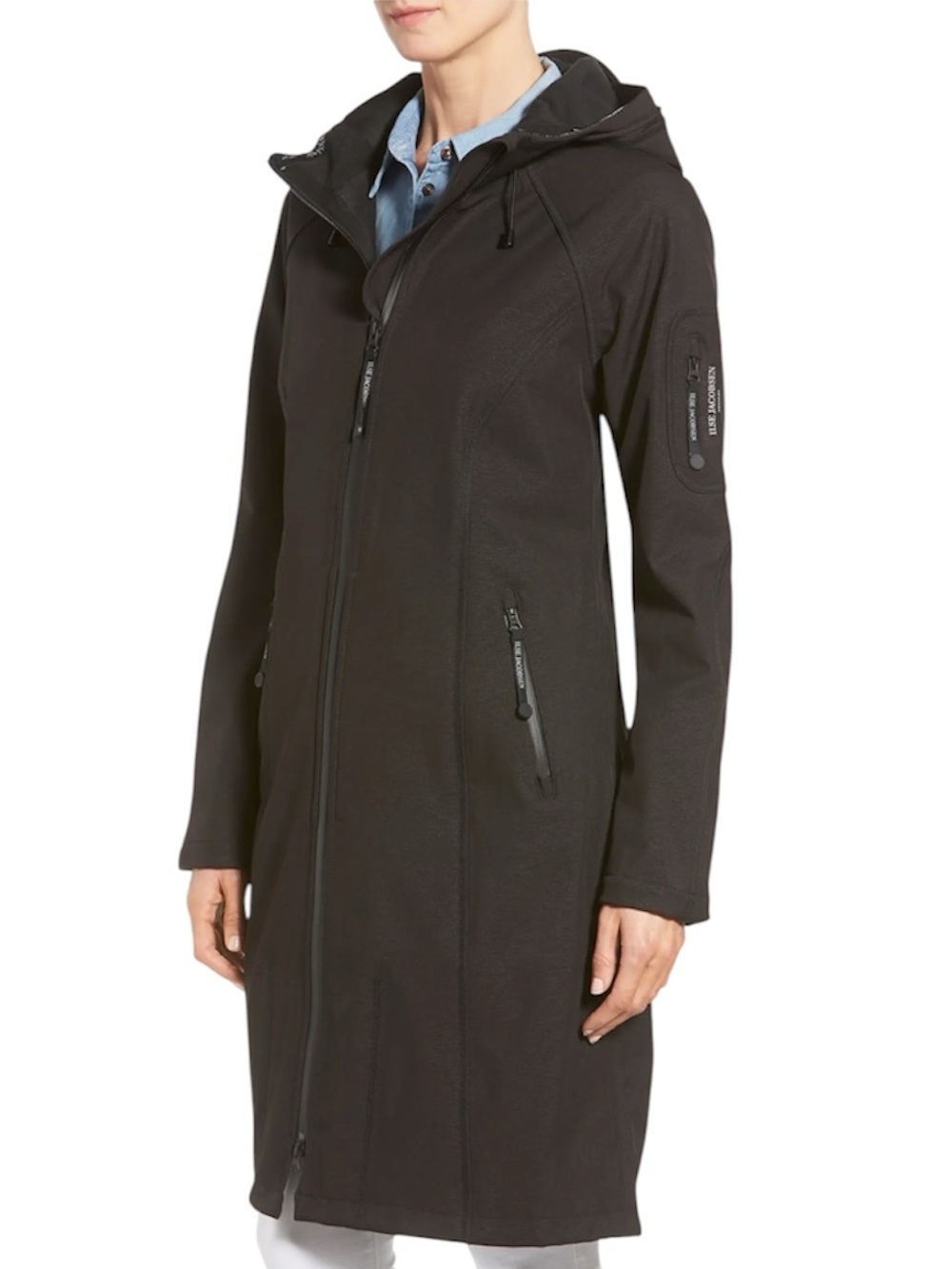ILSE JACOBSEN Long Hooded Raincoat Size 36